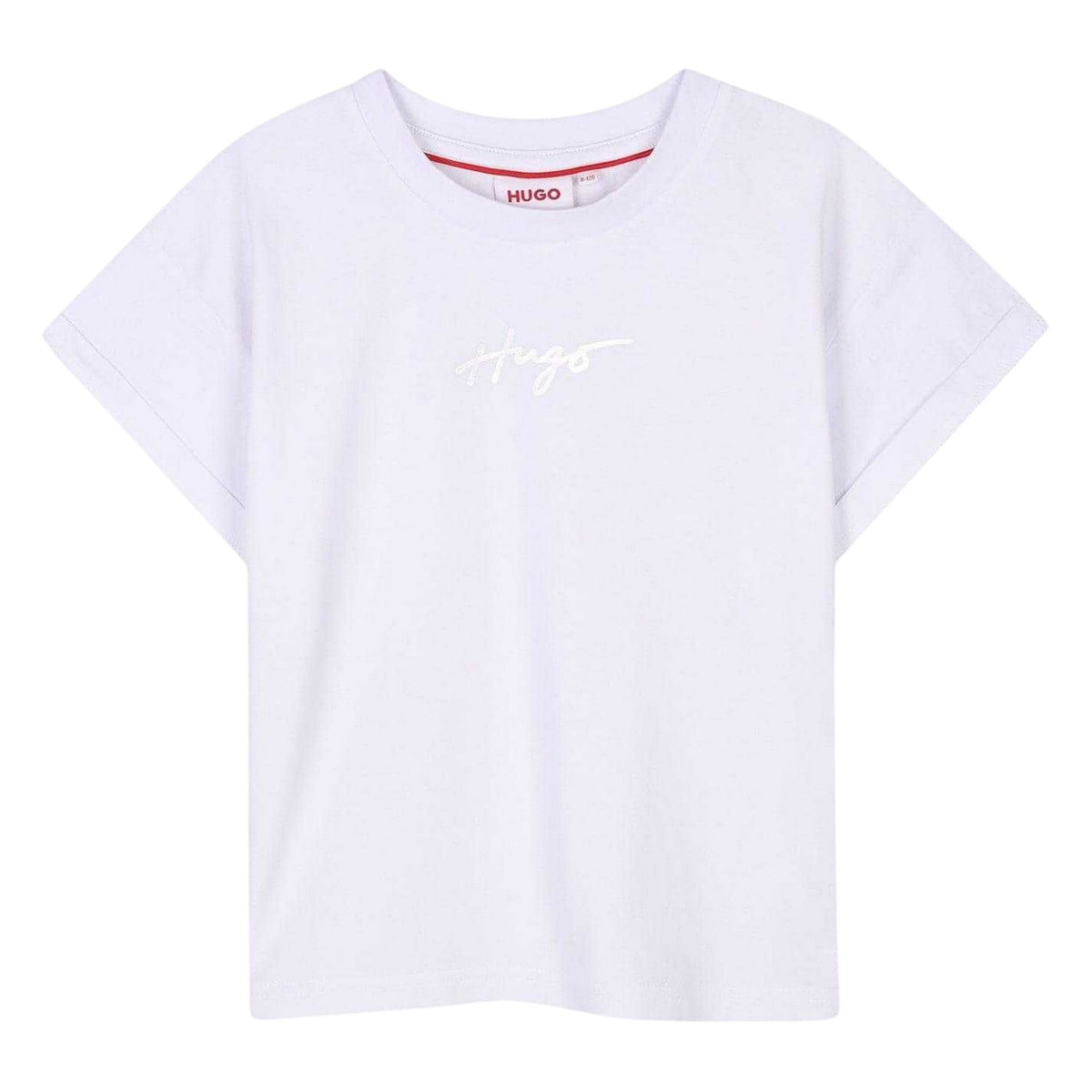 White - Front - Hugo Childrens-Kids Logo Regular T-Shirt