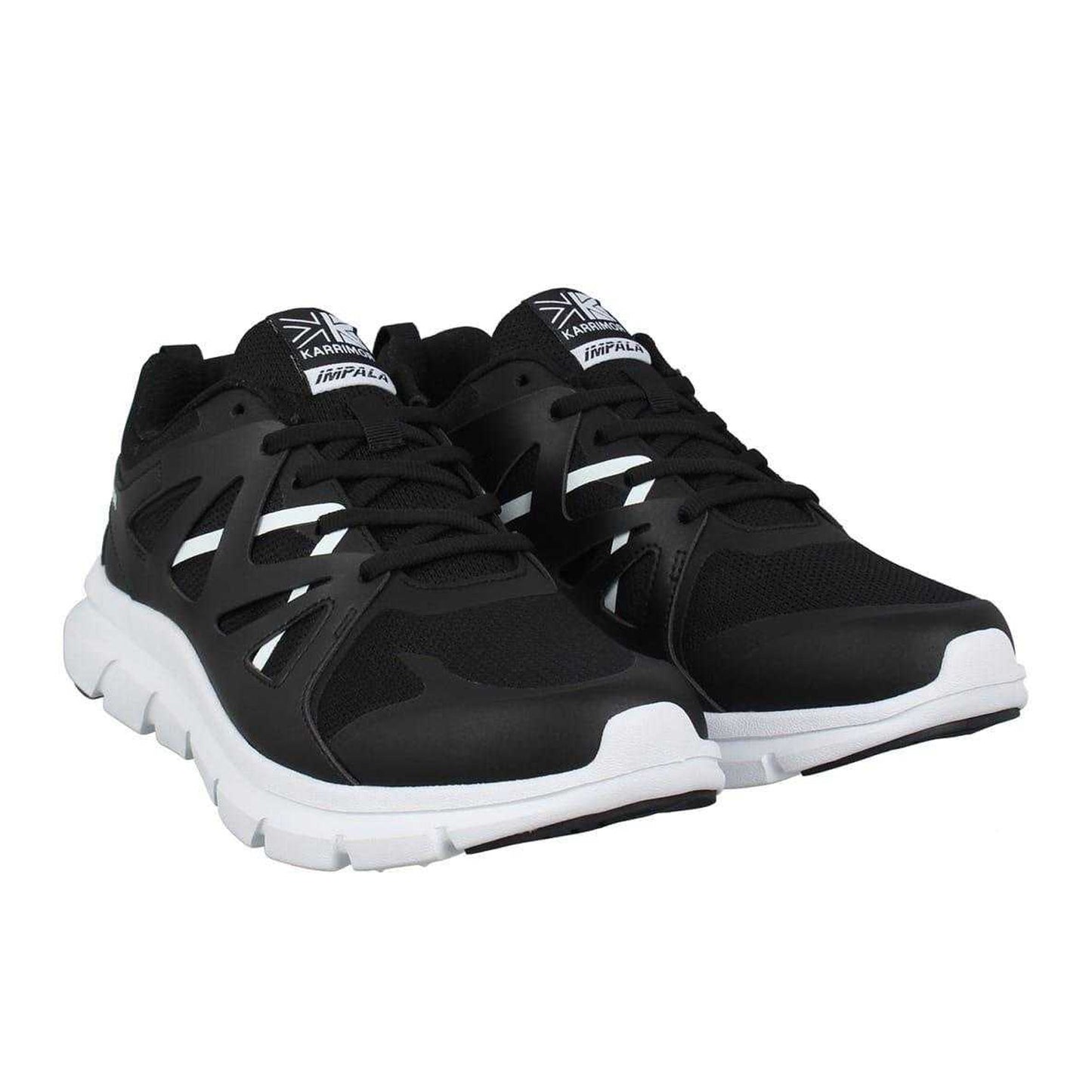 Black-White - Front - Karrimor Mens Impala Leather Flat Trainers