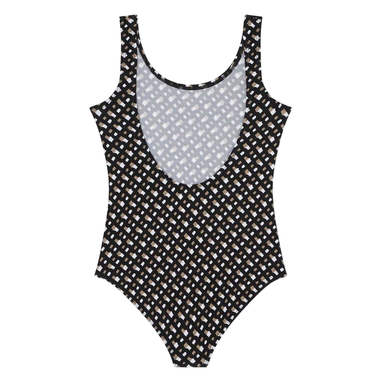 Black-Brown - Back - Boss Childrens-Kids Logo One Piece Swimsuit