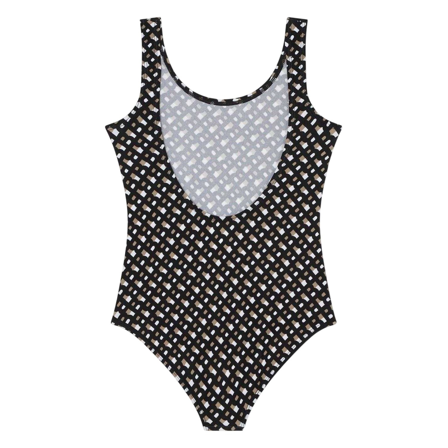 Black-Brown - Back - Boss Childrens-Kids Logo One Piece Swimsuit
