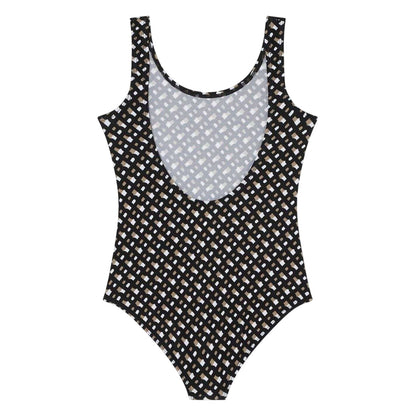 Black-Brown - Back - Boss Childrens-Kids Logo One Piece Swimsuit