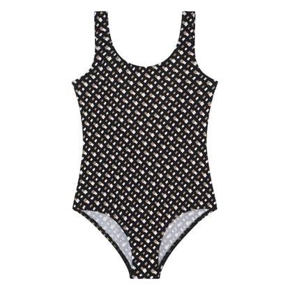 Black-Brown - Front - Boss Childrens-Kids Logo One Piece Swimsuit
