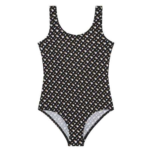 Black-Brown - Front - Boss Childrens-Kids Logo One Piece Swimsuit