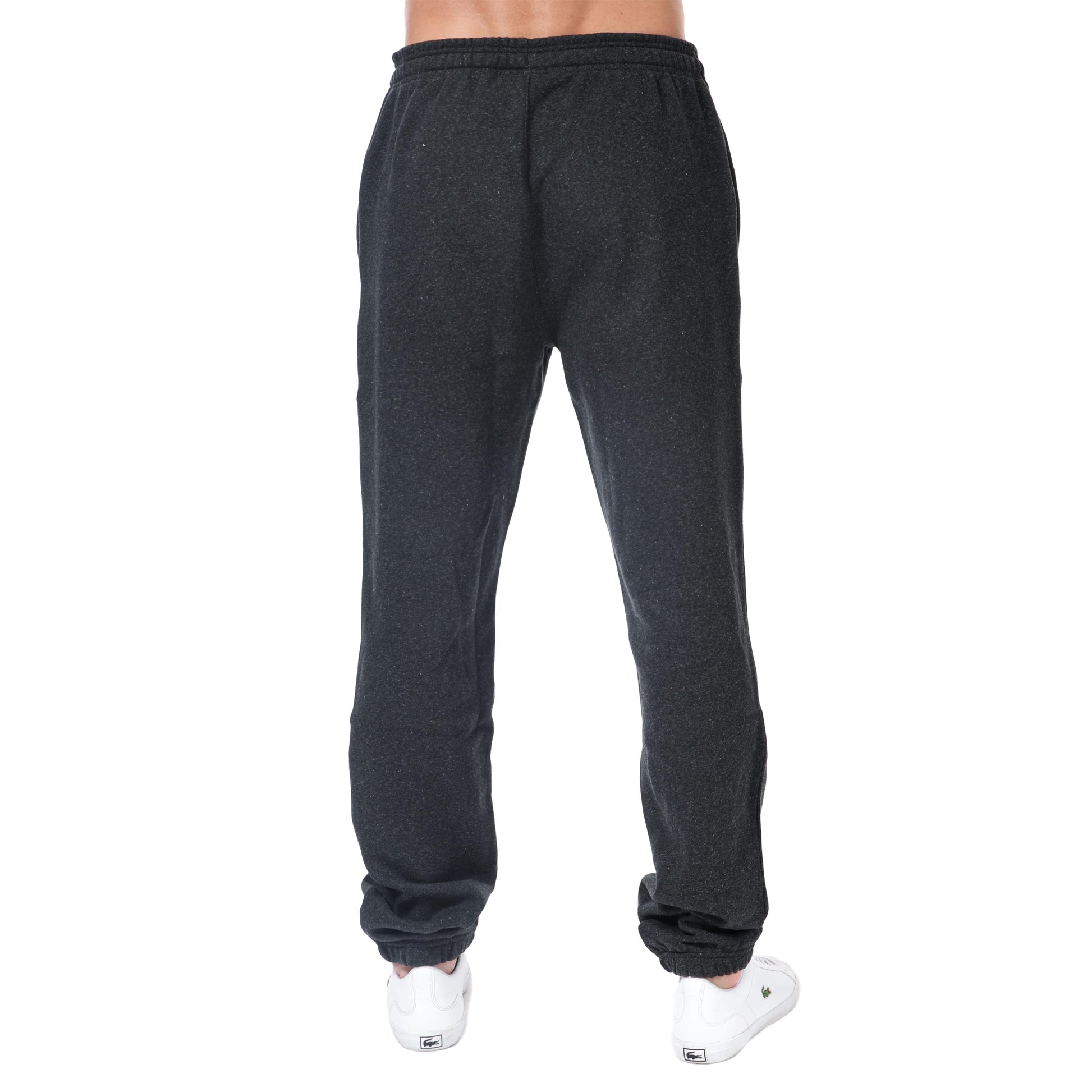 Charcoal - Back - Lacoste Mens Fleece Logo Jogging Bottoms