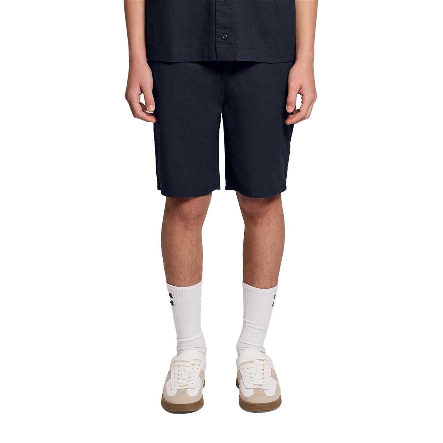 Dark Navy - Side - Lyle & Scott Childrens-Kids Linen Tailored Chino Shorts