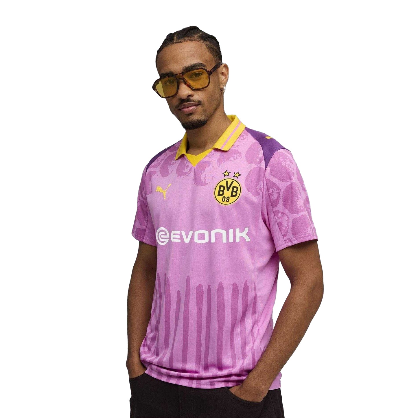 Mauve-Yellow - Side - Borussia Dortmund Unisex Adult 25-26 Third Jersey