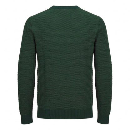 Mountain Green - Back - Jack And Jones Mens Textured Knit Regular Sweatshirt