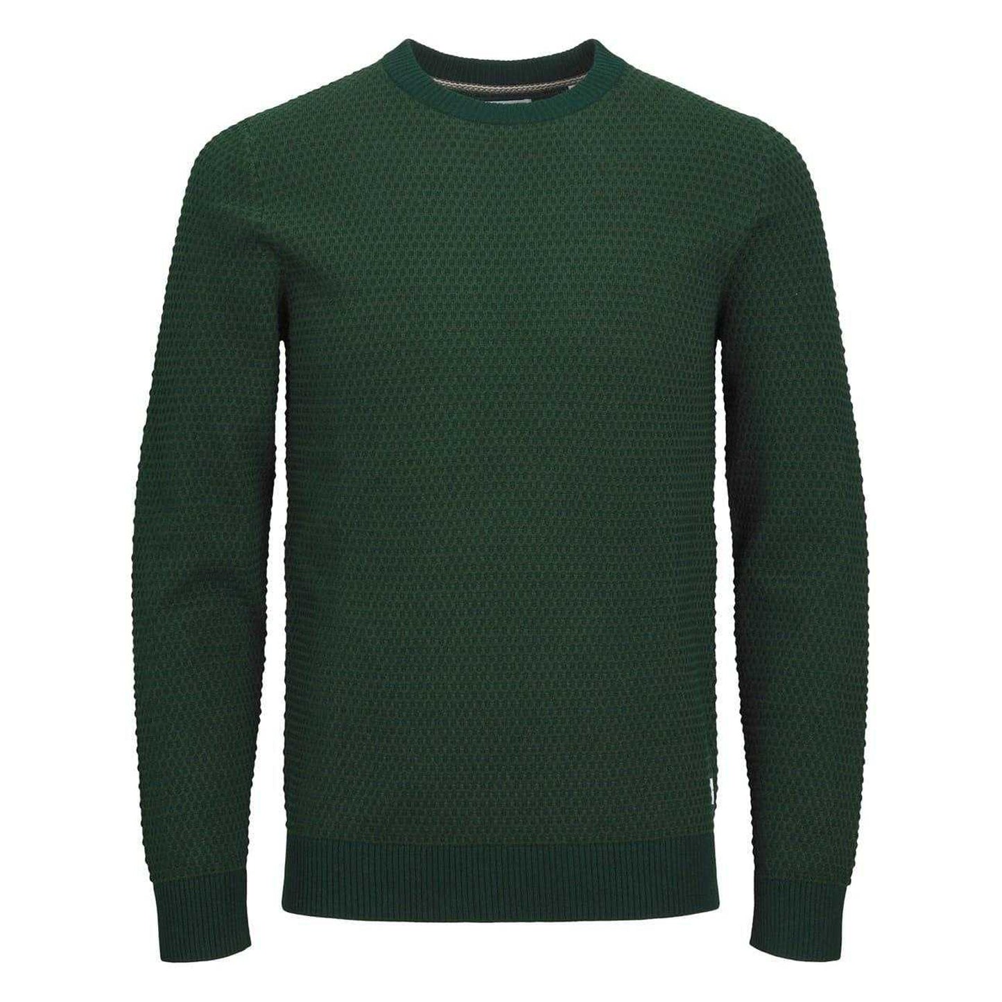 Mountain Green - Front - Jack And Jones Mens Textured Knit Regular Sweatshirt