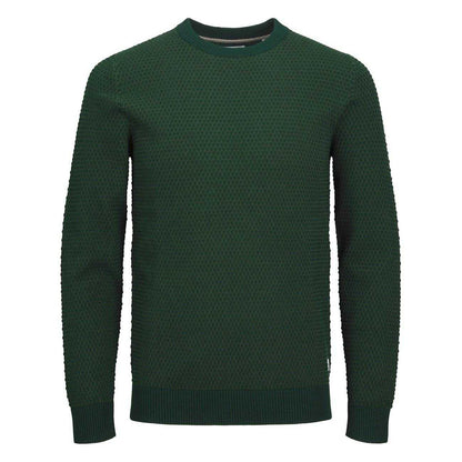 Mountain Green - Front - Jack And Jones Mens Textured Knit Regular Sweatshirt