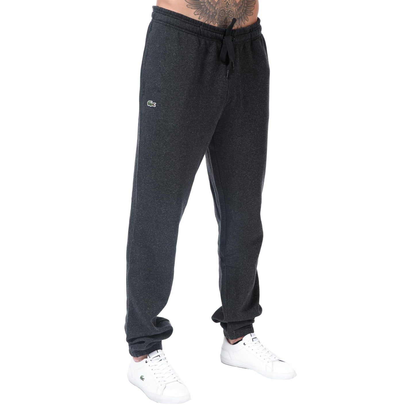 Charcoal - Front - Lacoste Mens Fleece Logo Jogging Bottoms