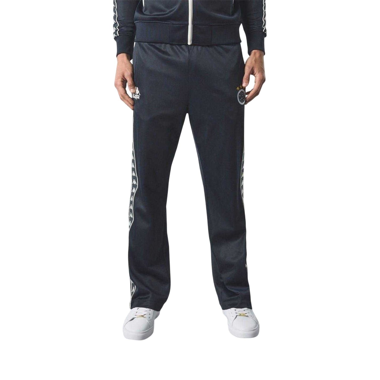 Blue-White - Side - Kappa Mens Banda Colour Block Jogging Bottoms