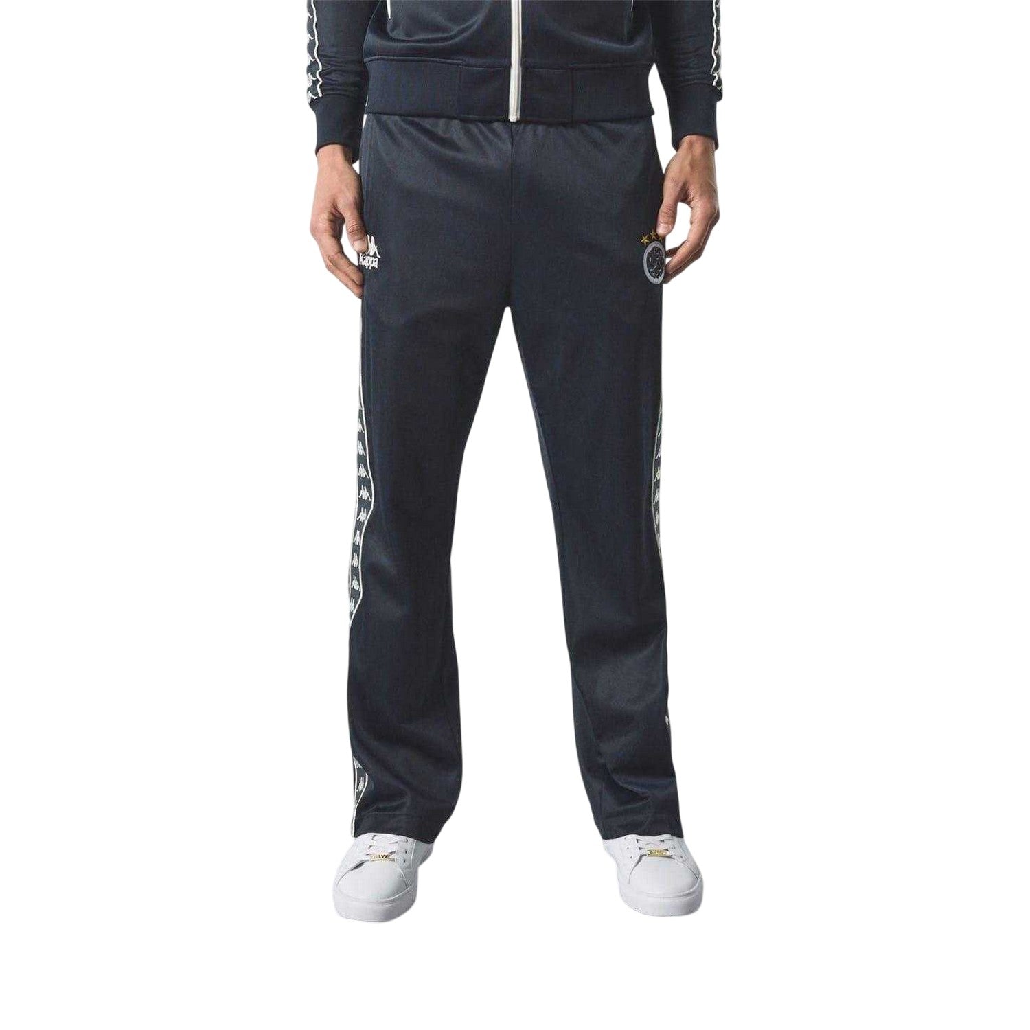 Blue-White - Side - Kappa Mens Banda Colour Block Jogging Bottoms