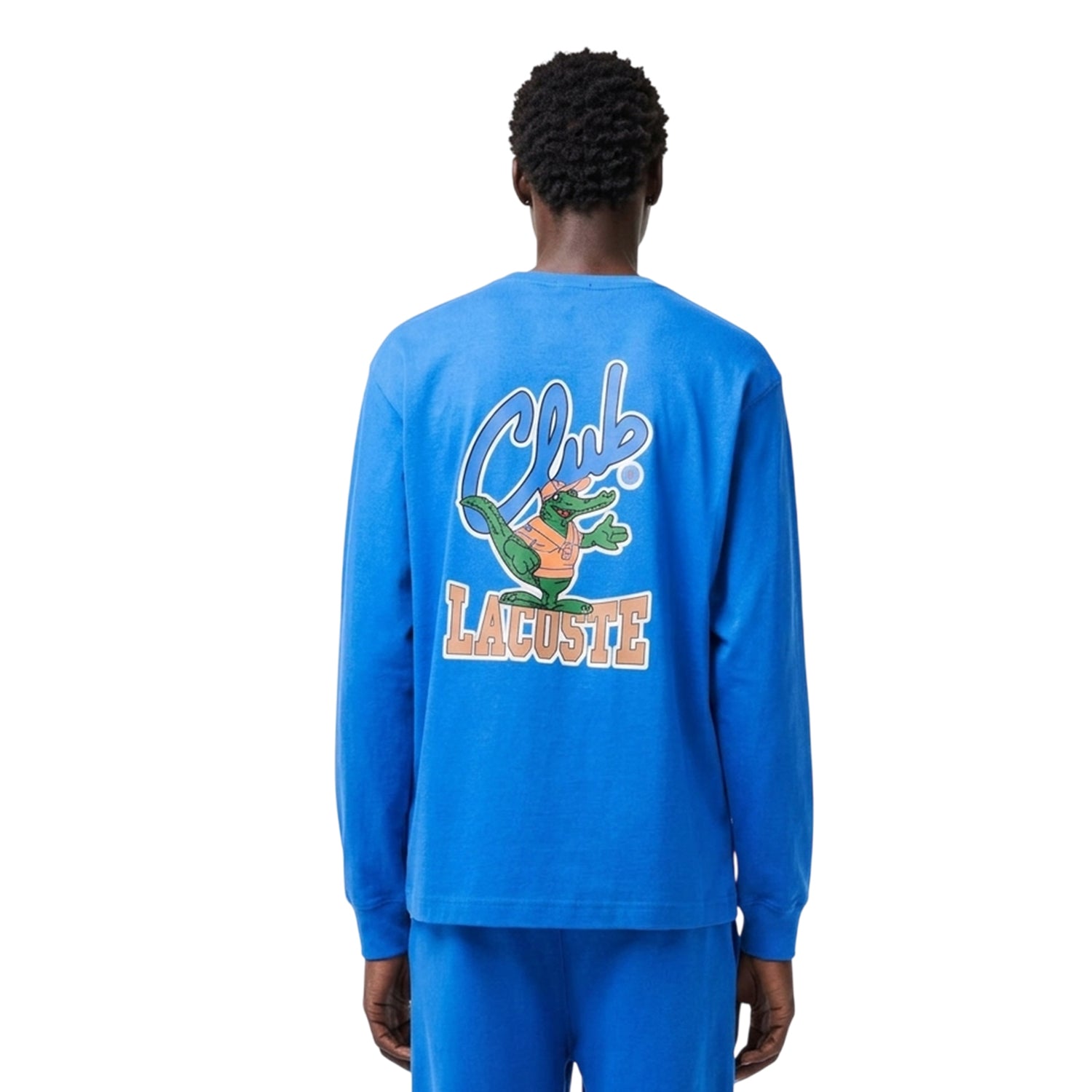 Blue - Back - Lacoste Unisex Adult Back Print Relaxed Fit Long-Sleeved T-Shirt