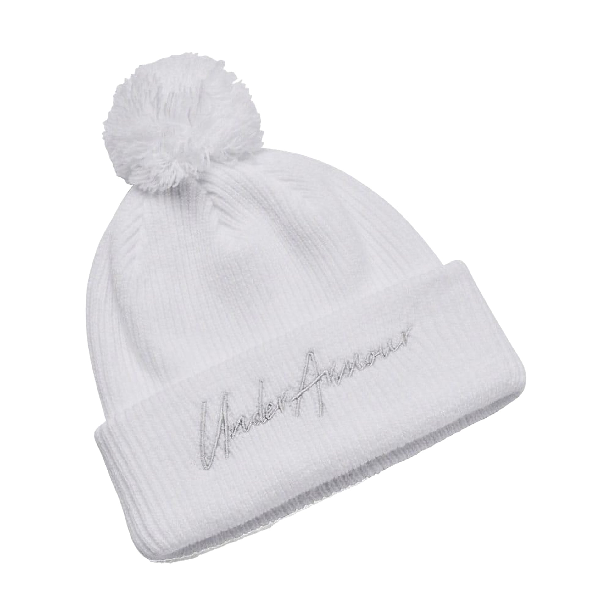 White - Front - Under Armour Mens Halftime Pom Pom Beanie