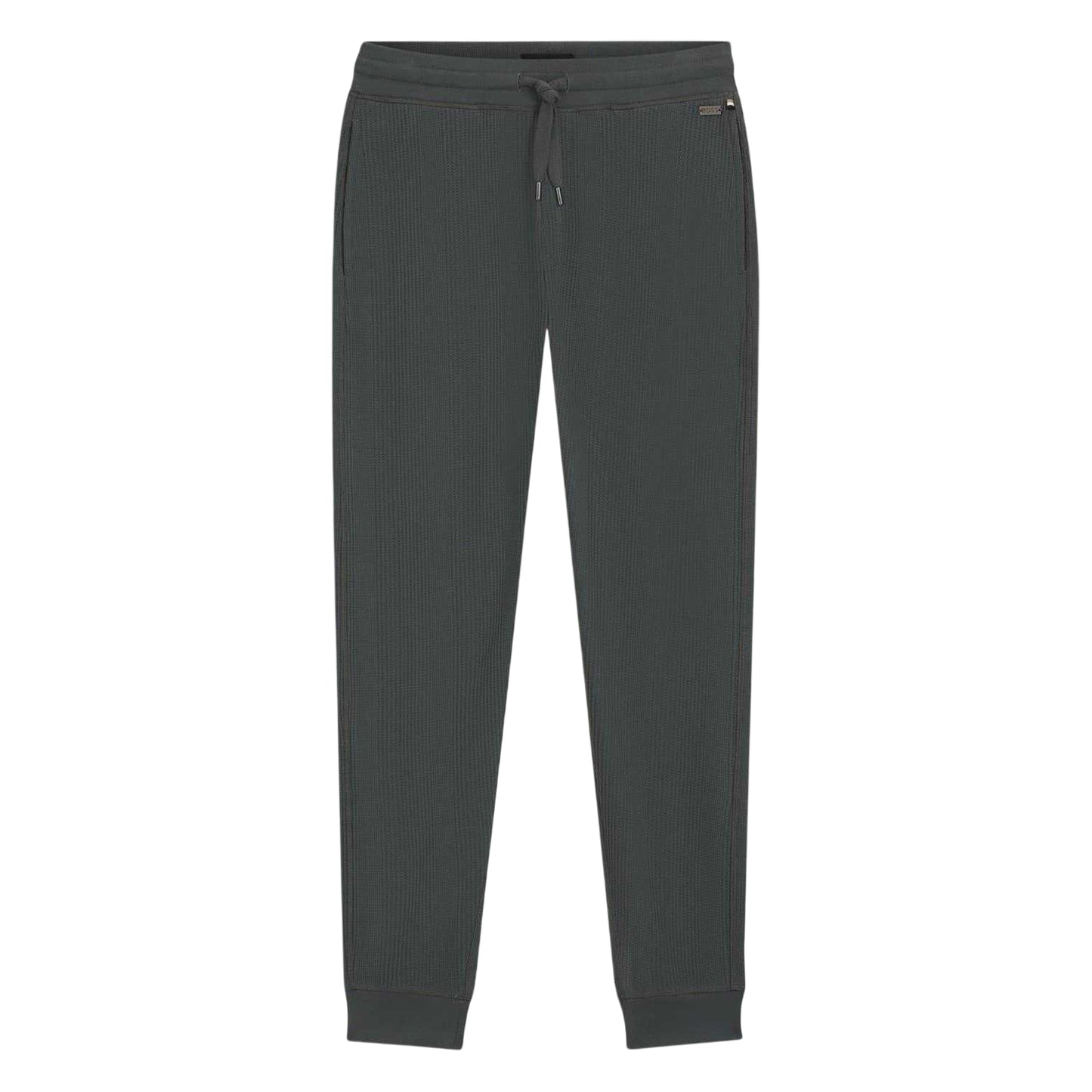 Green - Front - Boss Mens Waffle Plain Jogging Bottoms