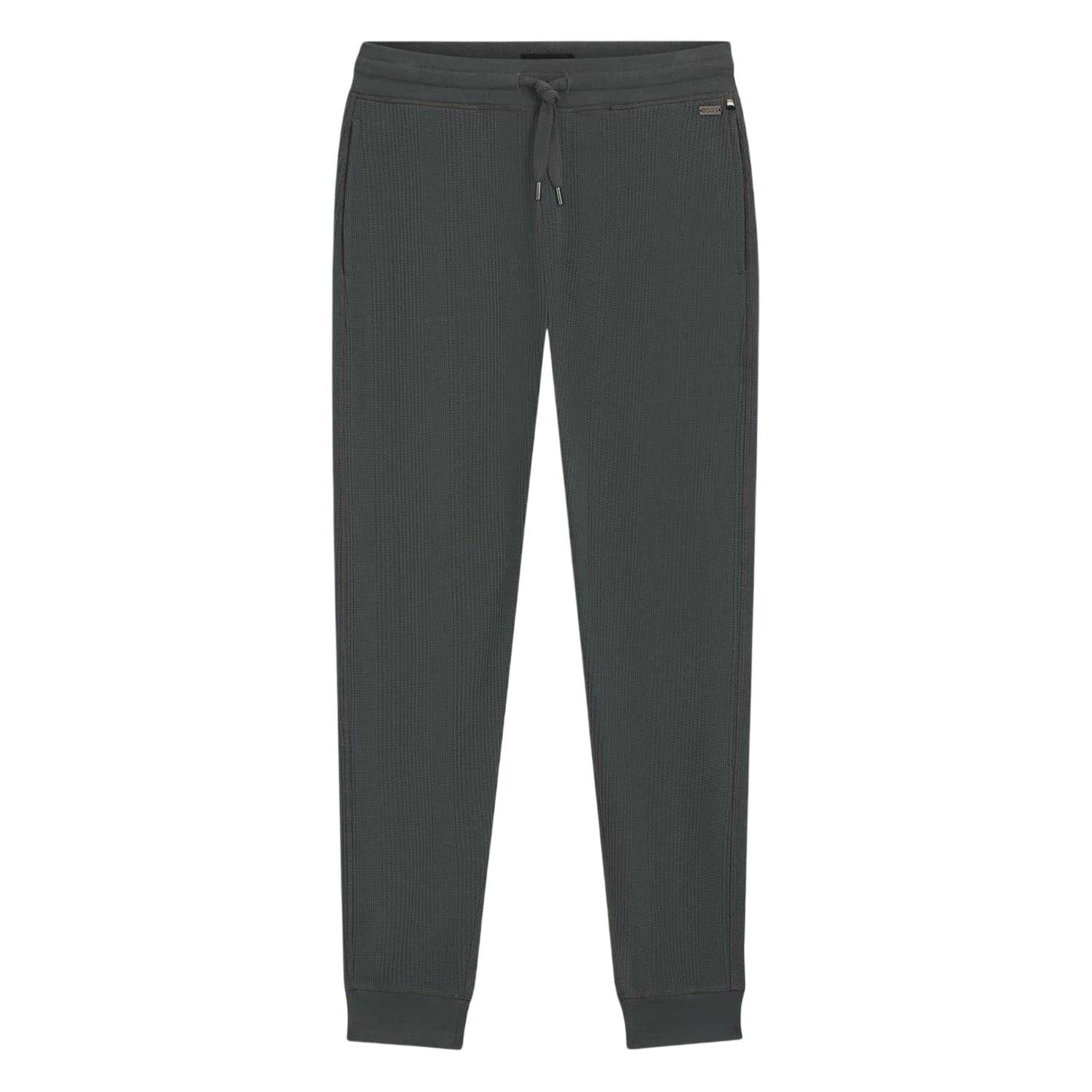 Green - Front - Boss Mens Waffle Plain Jogging Bottoms