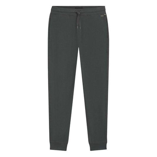 Green - Front - Boss Mens Waffle Plain Jogging Bottoms