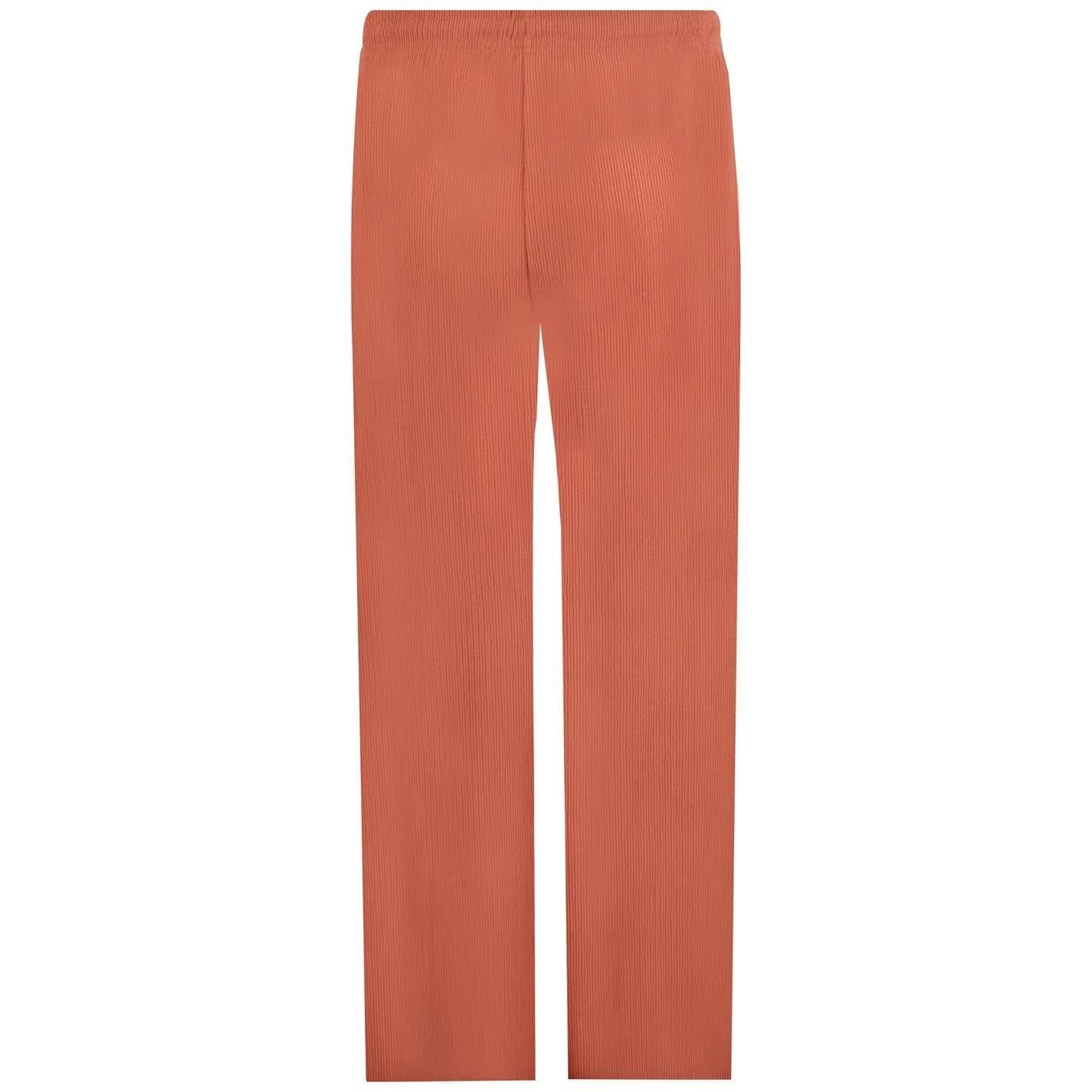 Rust - Back - Be You Womens-Ladies Crinkle Wide Leg Trousers