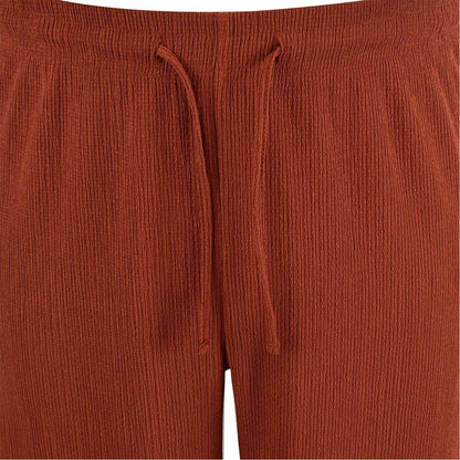 Rust - Side - Be You Womens-Ladies Crinkle Wide Leg Trousers
