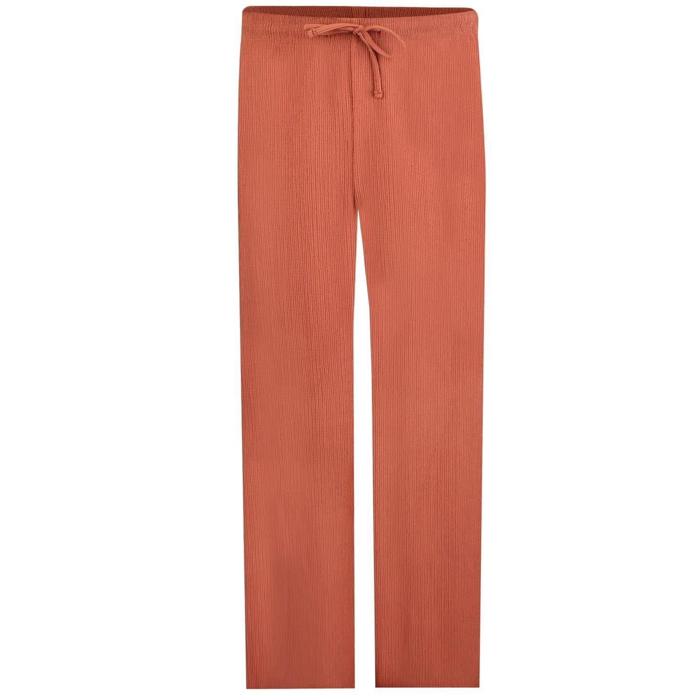 Rust - Front - Be You Womens-Ladies Crinkle Wide Leg Trousers