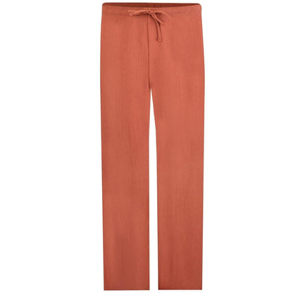 Rust - Front - Be You Womens-Ladies Crinkle Wide Leg Trousers