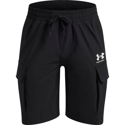 Black - Front - Under Armour Boys Vibe Woven Cargo Shorts