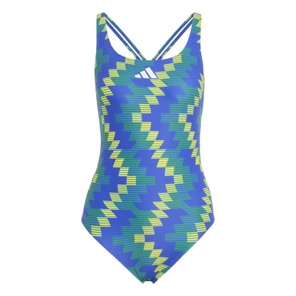 Lucid Blue - Front - Adidas Womens-Ladies All-Over Print One Piece Swimsuit
