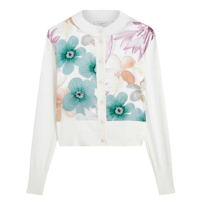 Ivory - Front - Ted Baker Womens-Ladies Floral Woven Cardigan