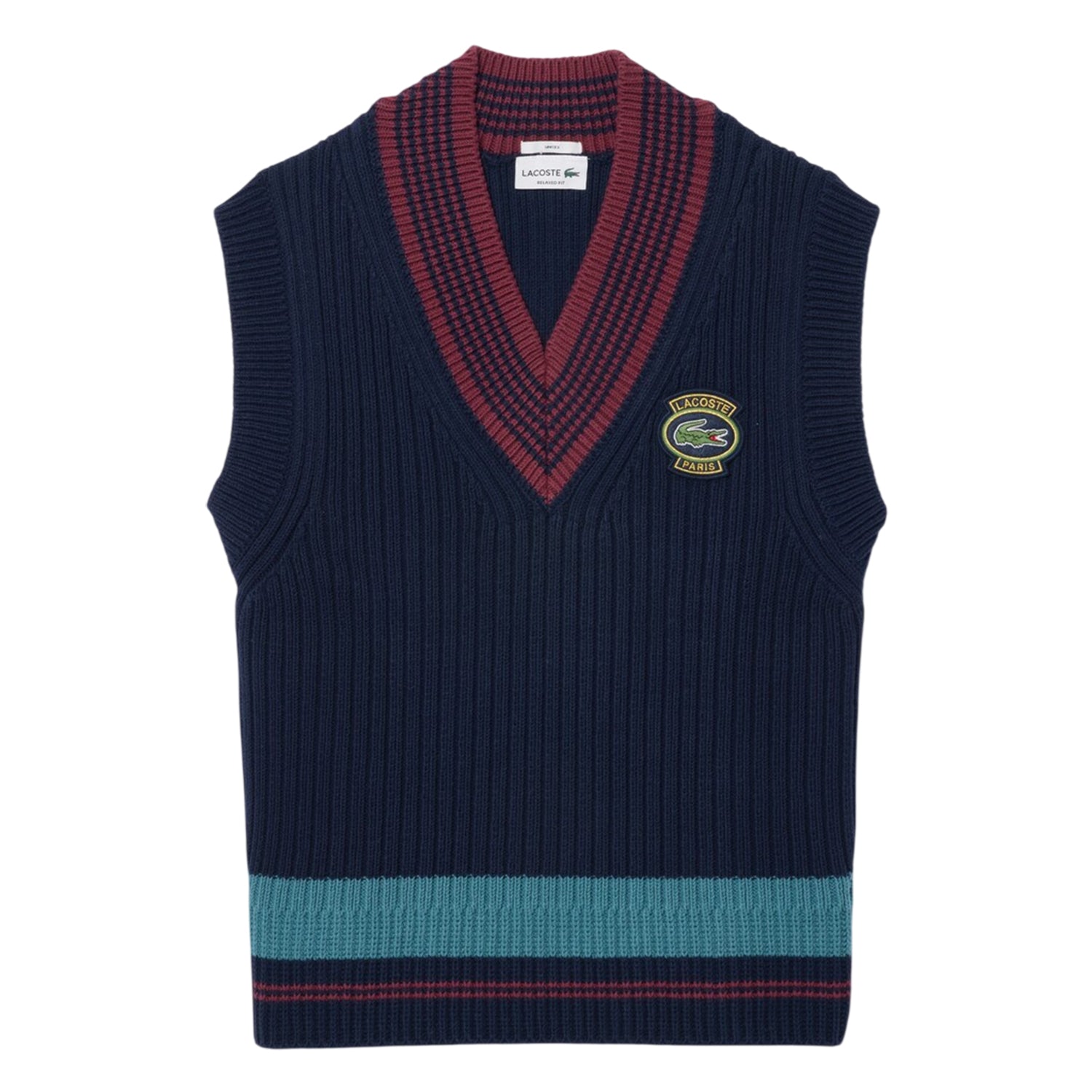 Navy - Front - Lacoste Unisex Adult Badge Knitted Regular Sweater Vest