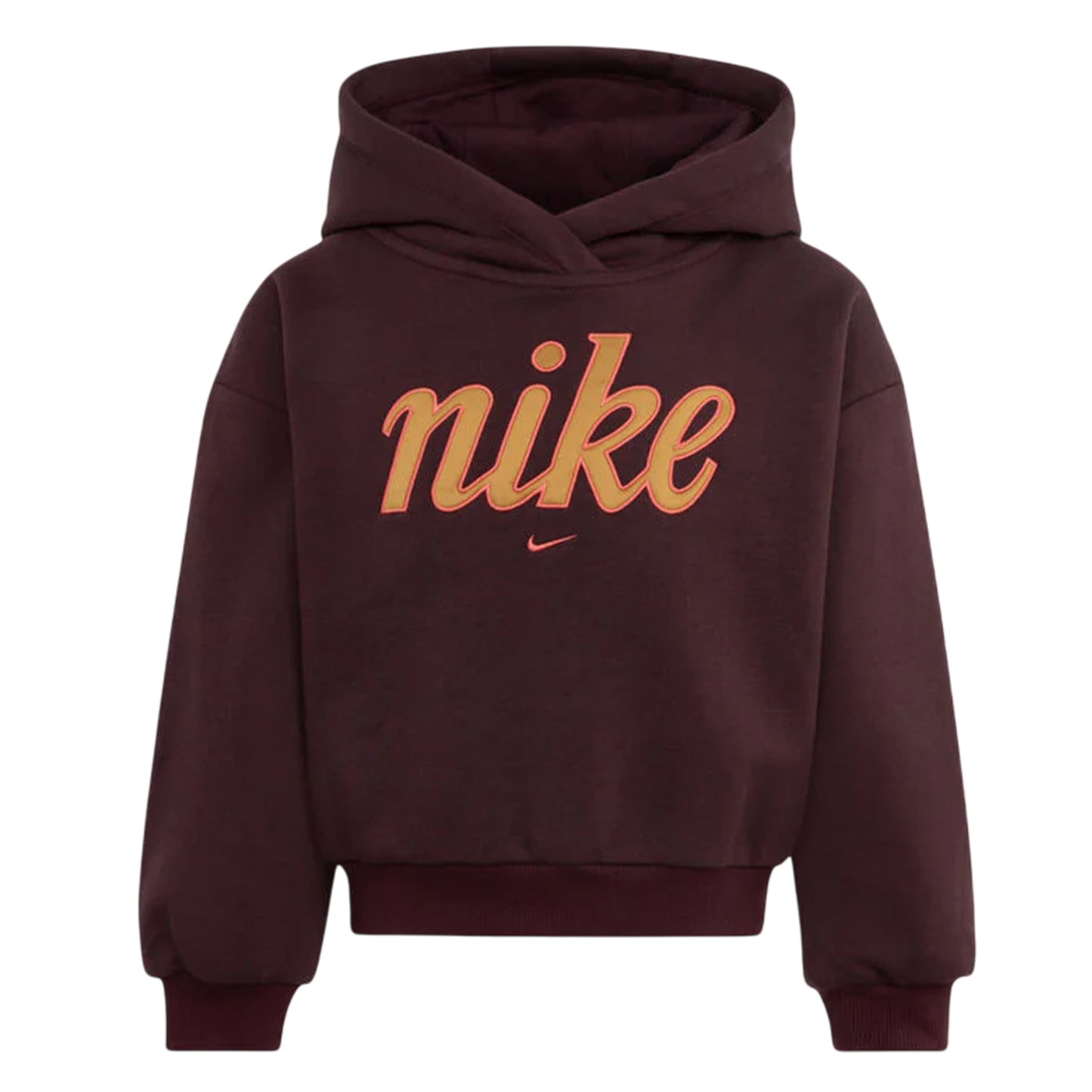 Burgundy - Front - Nike Childrens-Kids Logo Relaxed Fit Casual Hoodie