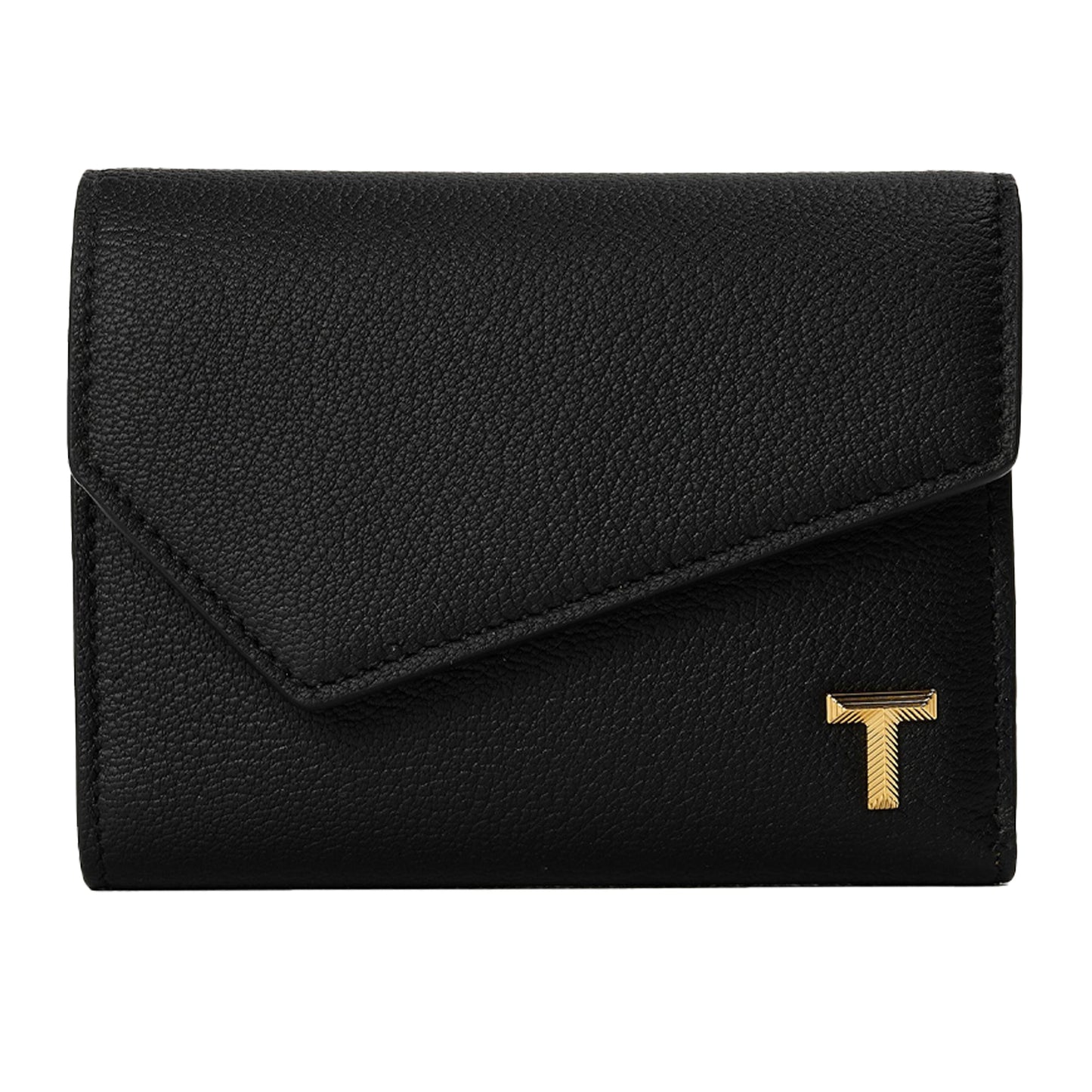 Black - Front - Tiffany & Co T Logo Leather Coin Purse