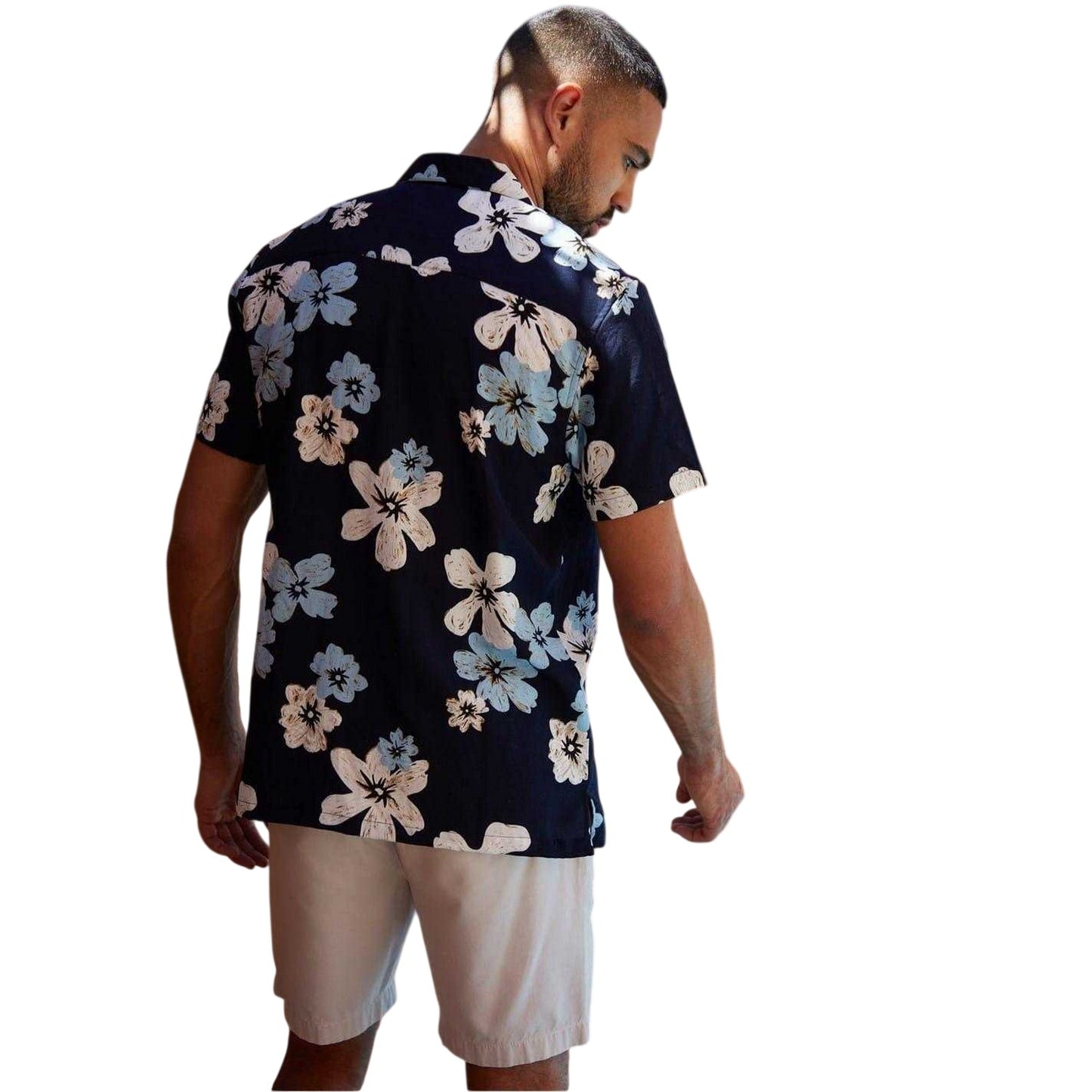 Black - Back - Threadbare Mens Floral All-Over Print Regular Short-Sleeved Shirt