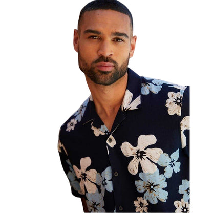 Black - Side - Threadbare Mens Floral All-Over Print Regular Short-Sleeved Shirt