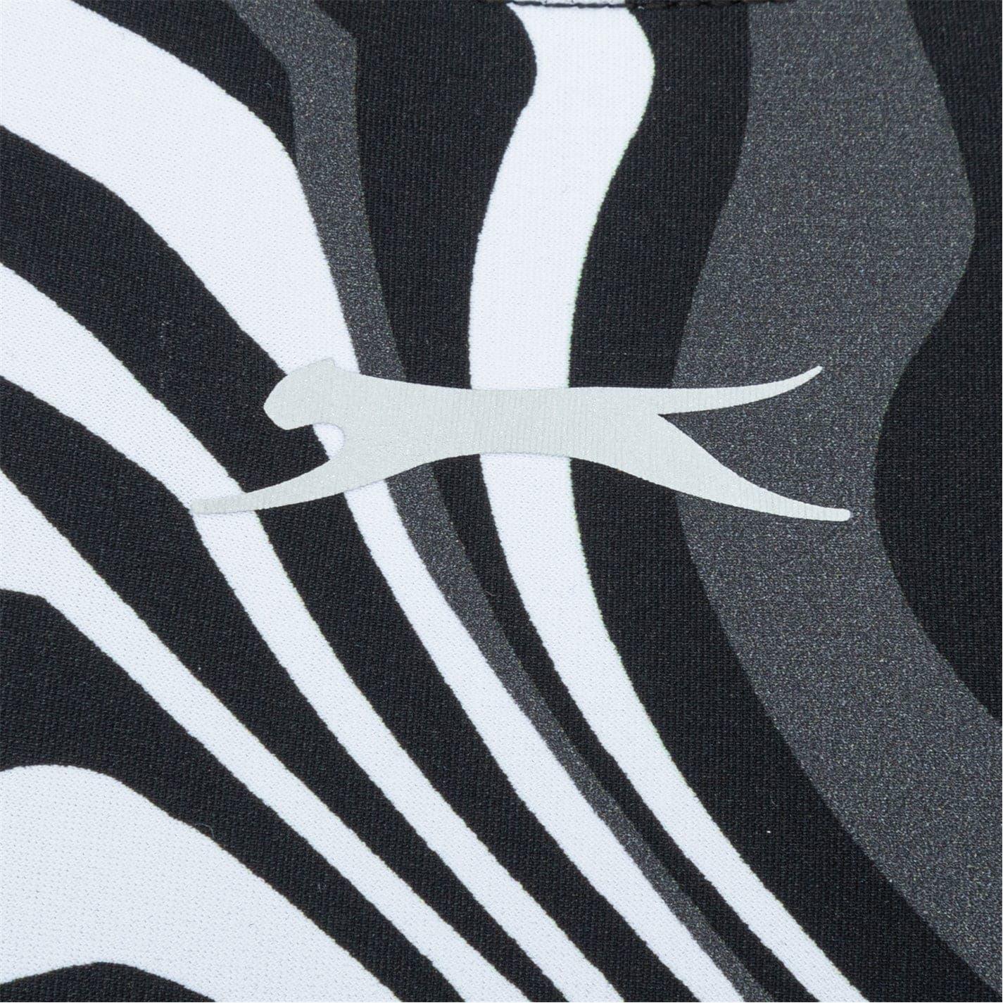 Black-White - Pack Shot - Slazenger Womens-Ladies Wave Pattern One Piece Swimsuit