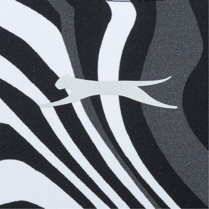 Black-White - Pack Shot - Slazenger Womens-Ladies Wave Pattern One Piece Swimsuit
