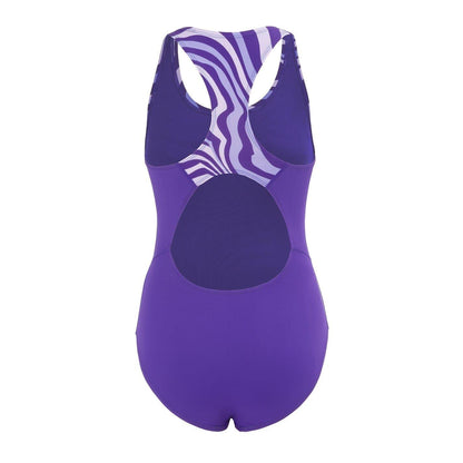Purple - Back - Slazenger Womens-Ladies Wave Pattern One Piece Swimsuit