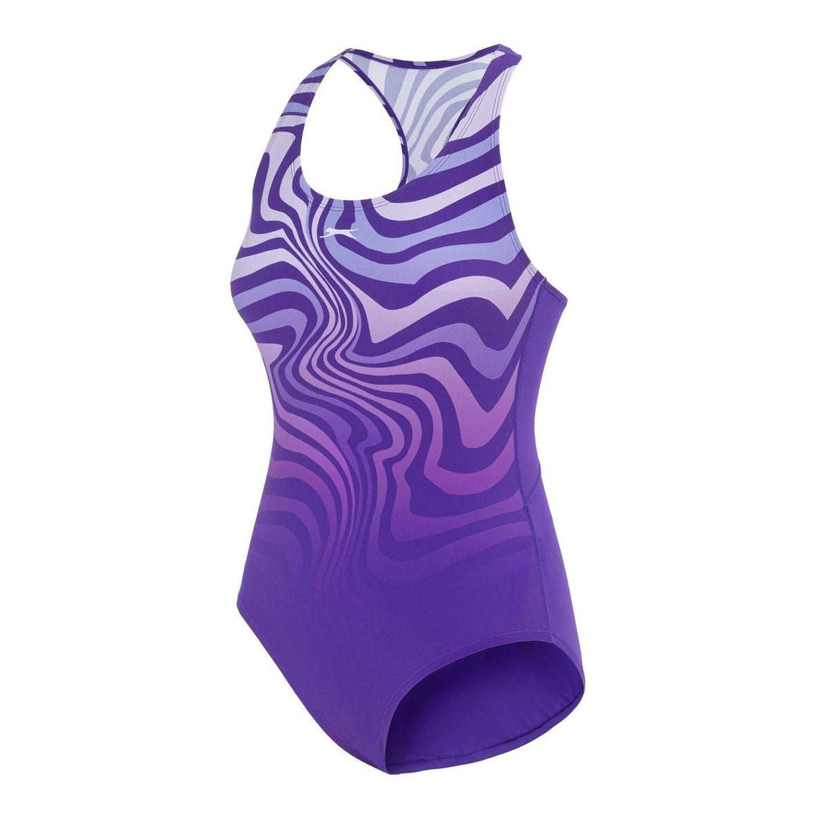 Purple - Side - Slazenger Womens-Ladies Wave Pattern One Piece Swimsuit