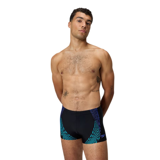Black-Cobalt - Front - Speedo Mens Graphic Print Swim Shorts