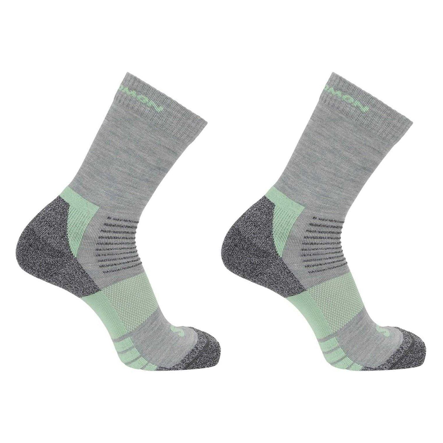 Grey-Green - Front - Salomon Womens-Ladies Merino Wool Crew Socks (Pack of 2)