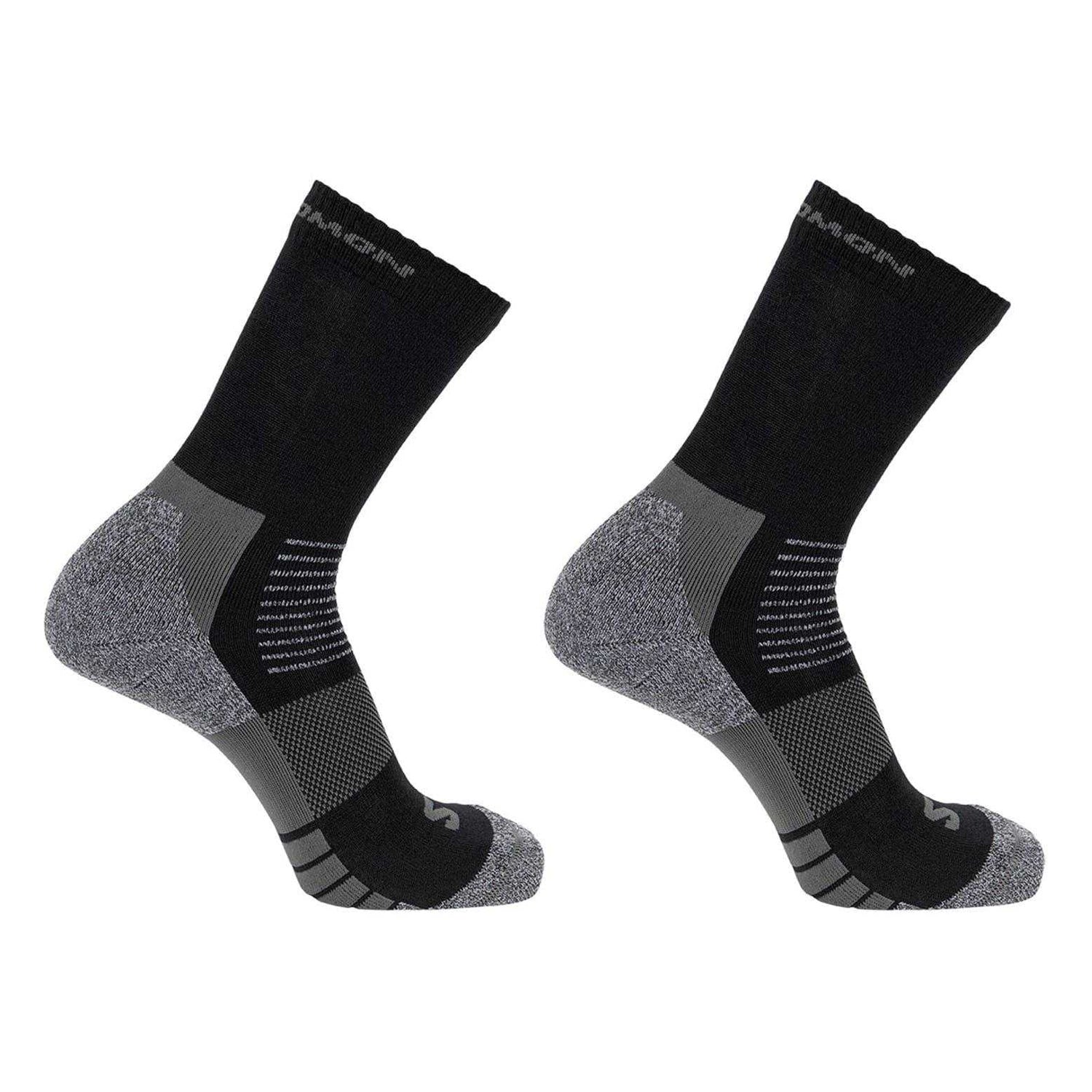 Black-Grey - Front - Salomon Womens-Ladies Merino Wool Crew Socks (Pack of 2)