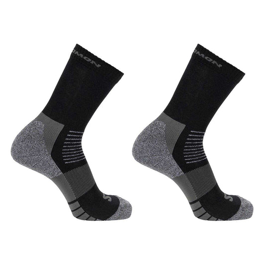 Black-Grey - Front - Salomon Womens-Ladies Merino Wool Crew Socks (Pack of 2)