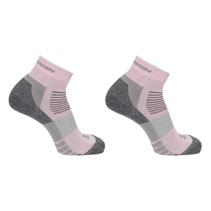 Lilac-Grey - Front - Salomon Mens Merino Wool Ankle Socks (Pack of 2)