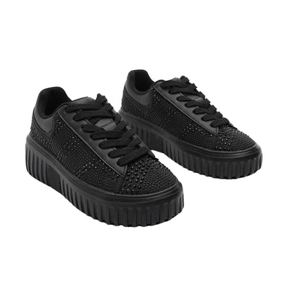 Black - Side - Where´s That From Womens-Ladies Diamante Diamante Trainers