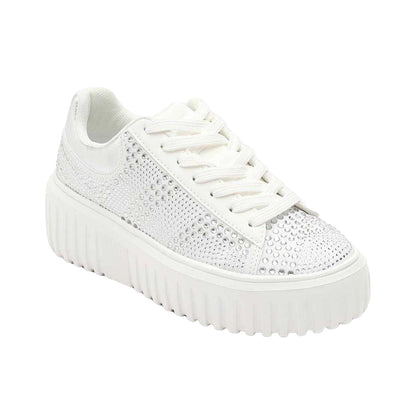 White - Back - Where´s That From Womens-Ladies Diamante Diamante Trainers