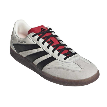 White-Black-Ruby - Side - Adidas Mens Predator Freestyle Stripe Detail Leather Futsal Trainers