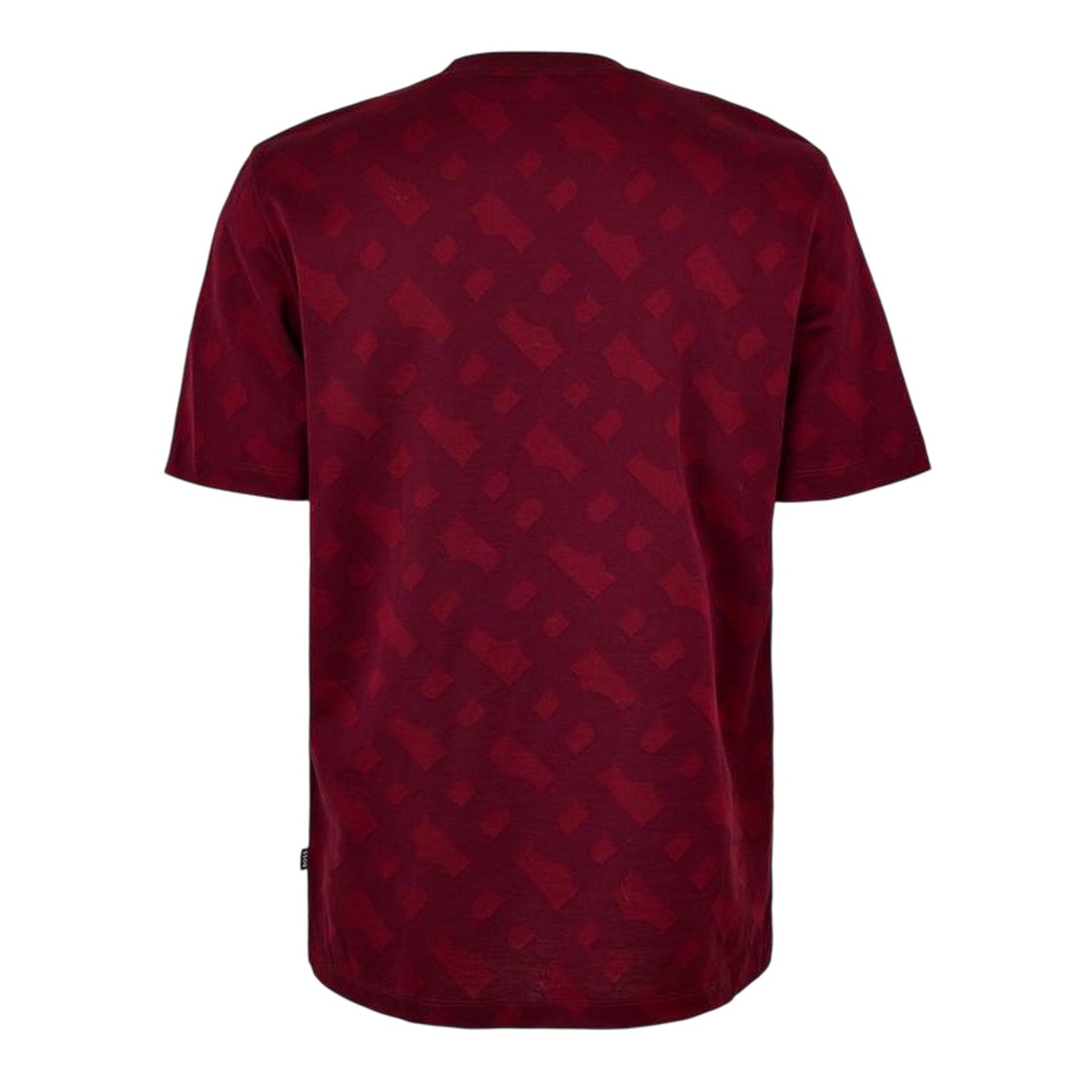 Dark Red - Back - Boss Mens Monogram Jacquard T-Shirt