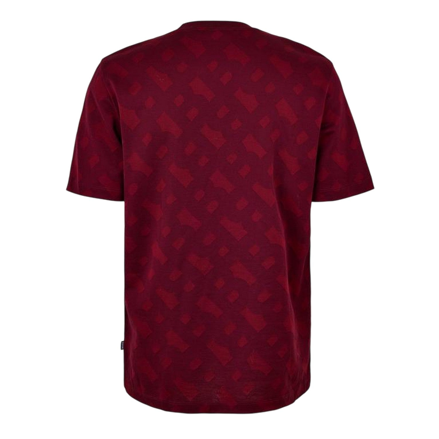 Dark Red - Back - Boss Mens Monogram Jacquard T-Shirt