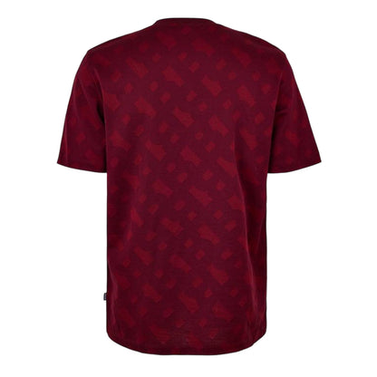 Dark Red - Back - Boss Mens Monogram Jacquard T-Shirt