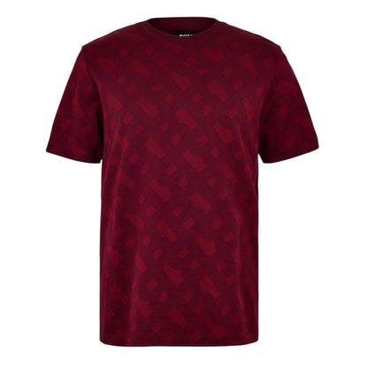 Dark Red - Front - Boss Mens Monogram Jacquard T-Shirt