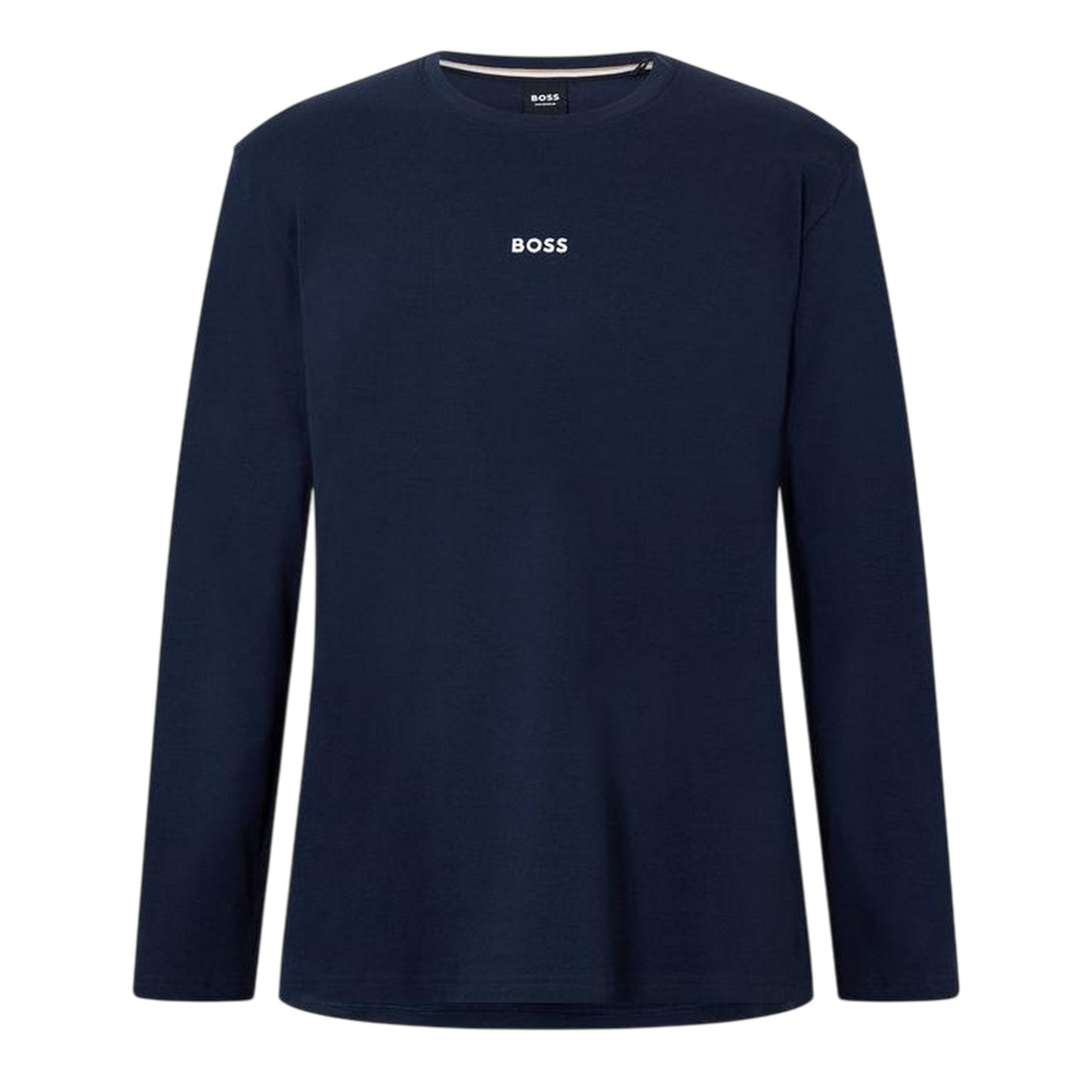 Blue Check - Front - Boss Mens Logo Long-Sleeved Holiday T-Shirt